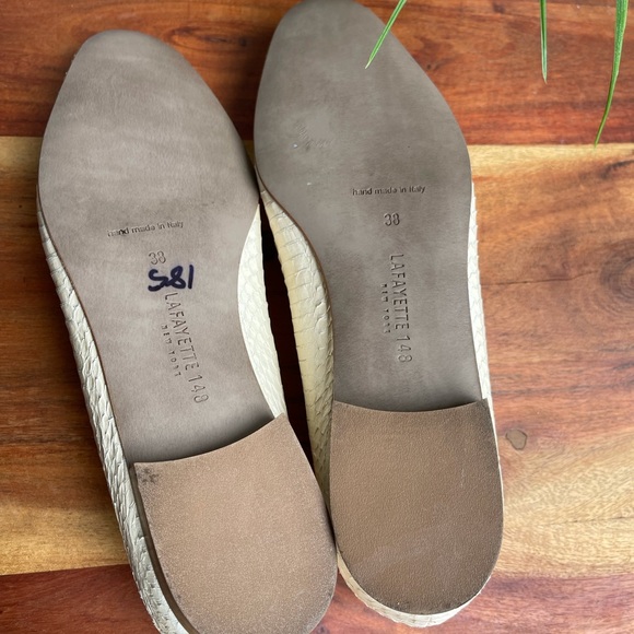 Lafayette 148🍂🍁snakeskin Siena slipper in cloud - Picture 6 of 10